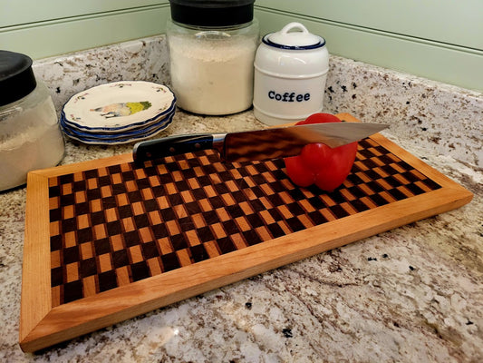 Tri-Color basket weave cutting board