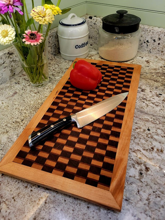 Tri-Color basket weave cutting board